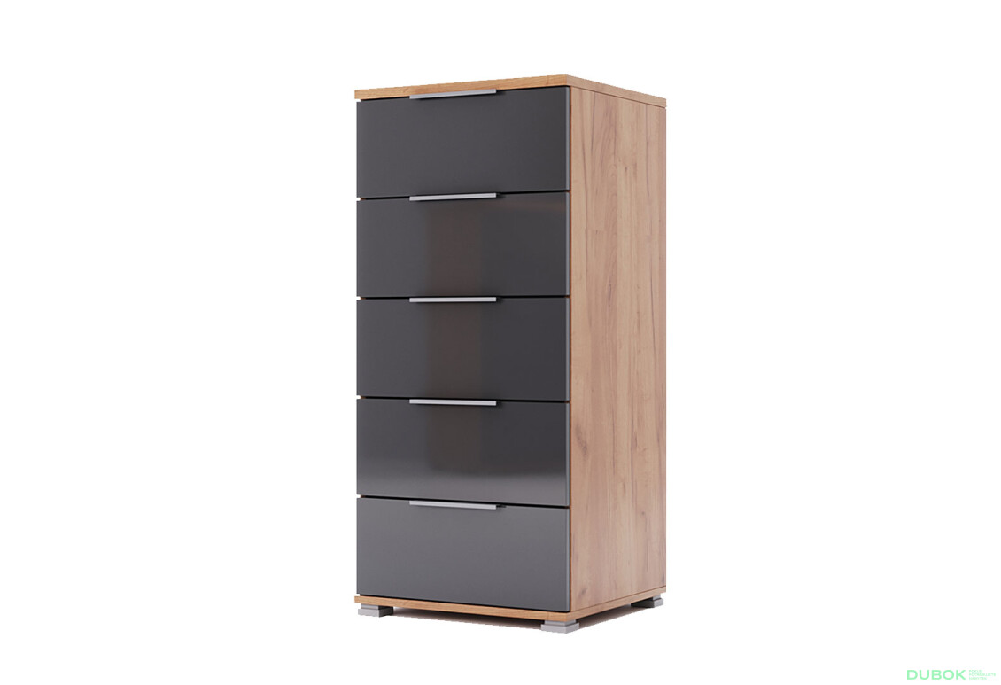 Komoda 5 zásuvek Lava / dub kraft Luna