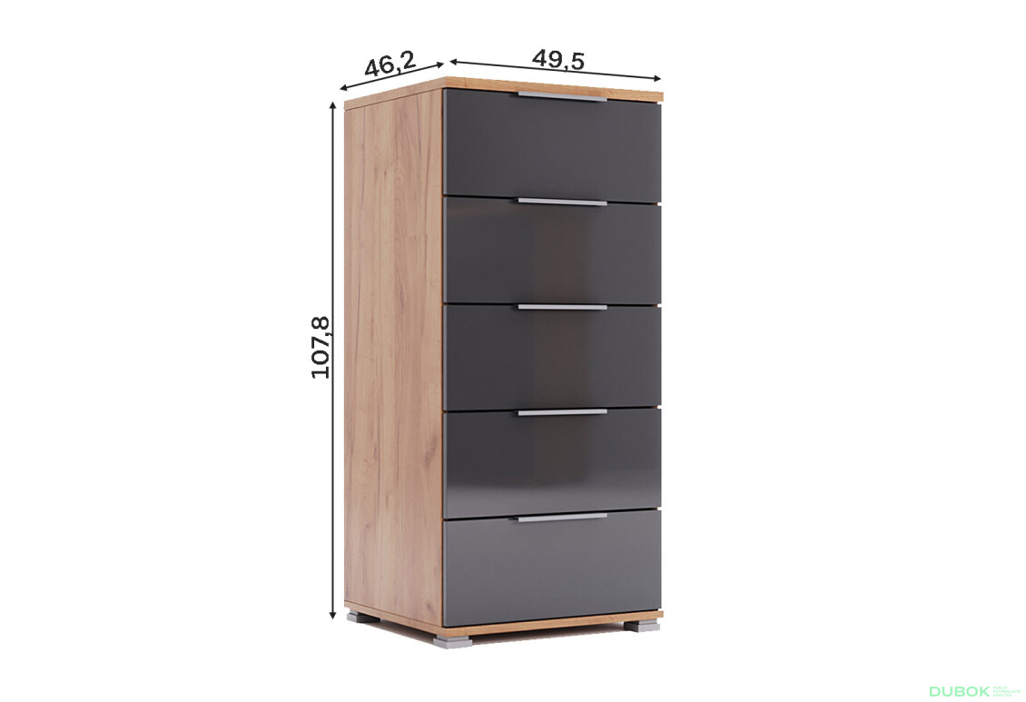 Fotografie 4 - Komoda 5 zásuvek Lava / dub kraft Luna