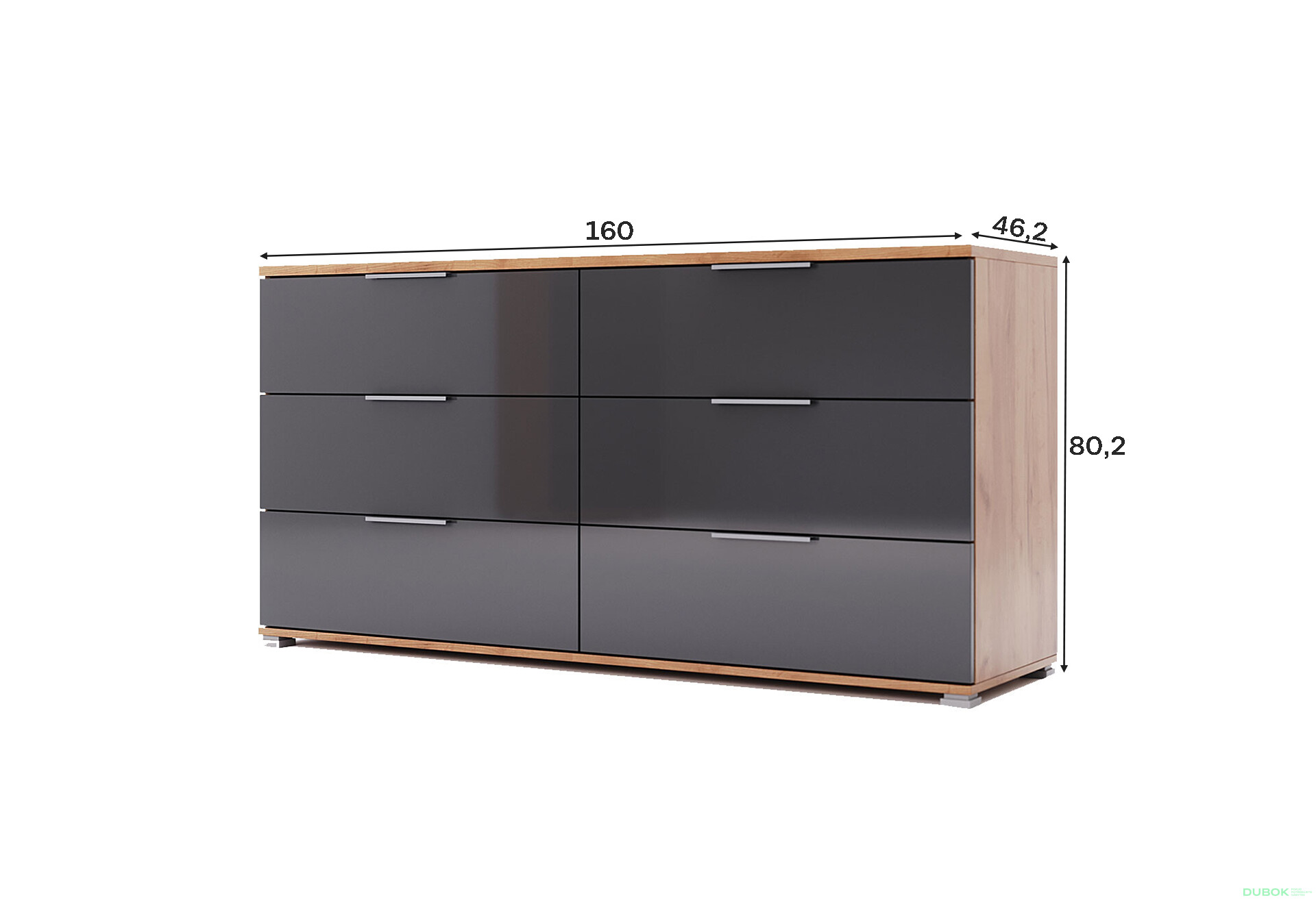 Fotografie 4 - Komoda 6 šu Lava / dub kraft Luna