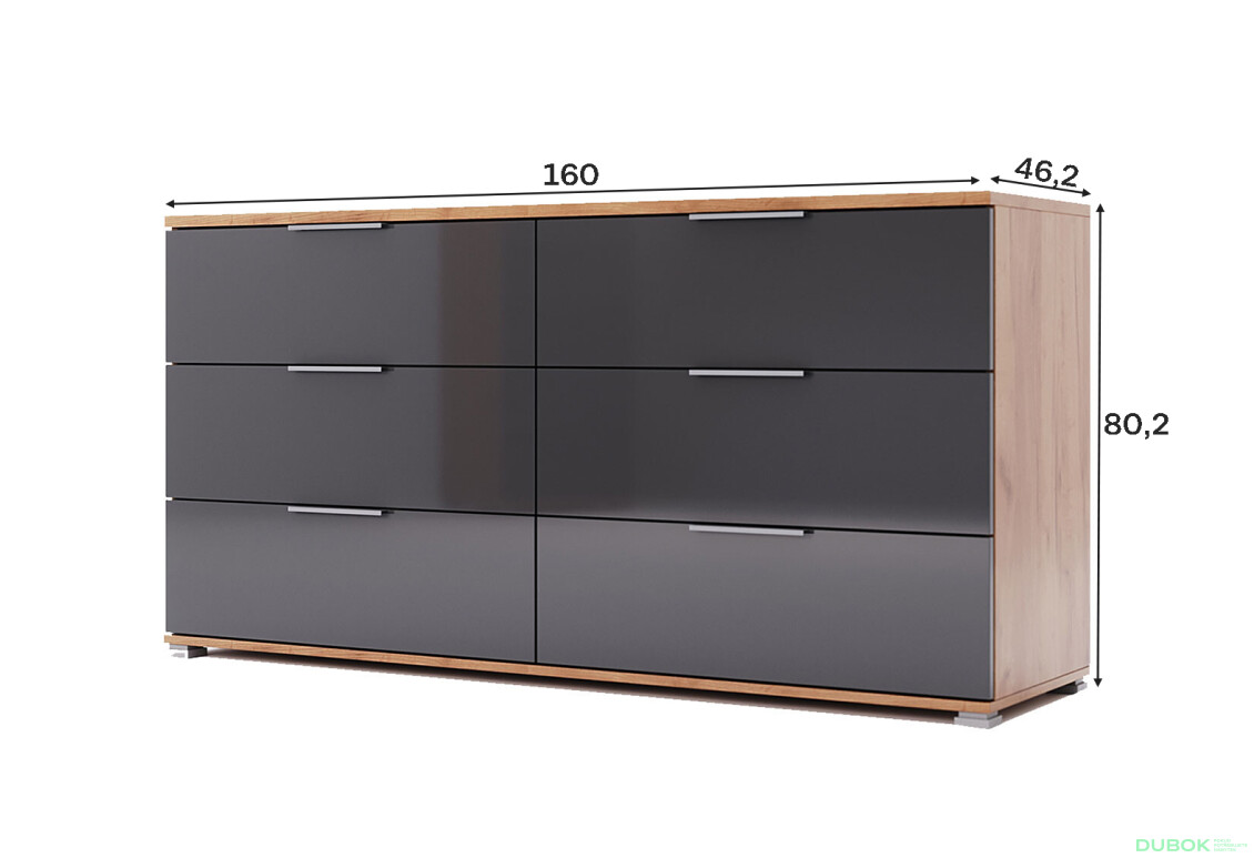 Fotografie 4 - Komoda 6 šu Lava / dub kraft Luna