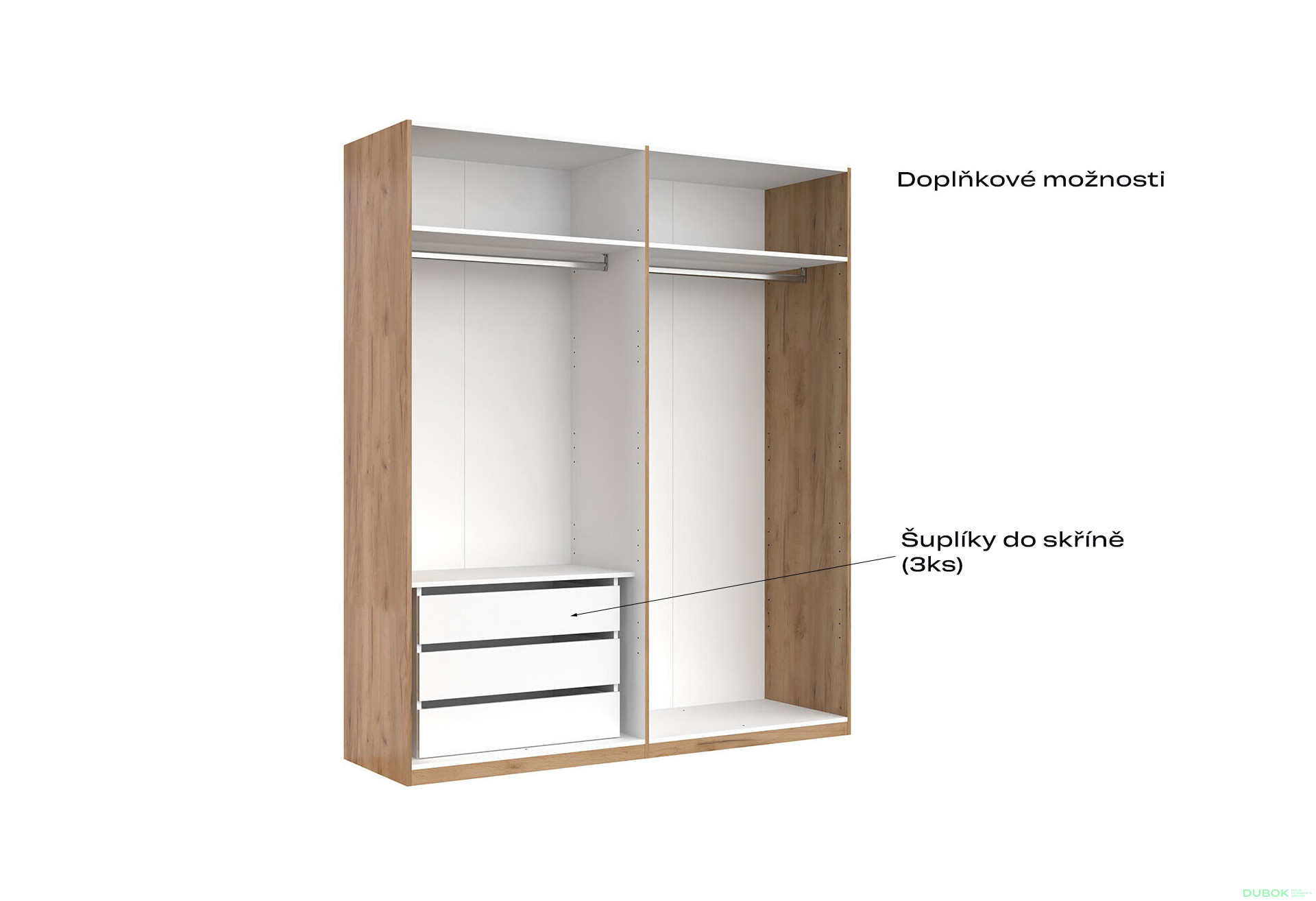 Skříň 4dv bez zrcadel, série N Lava / dub kraft Luna - Fotografie 5 Fotografie 5 - Skříň 4dv bez zrcadel, série N Lava / dub kraft Luna