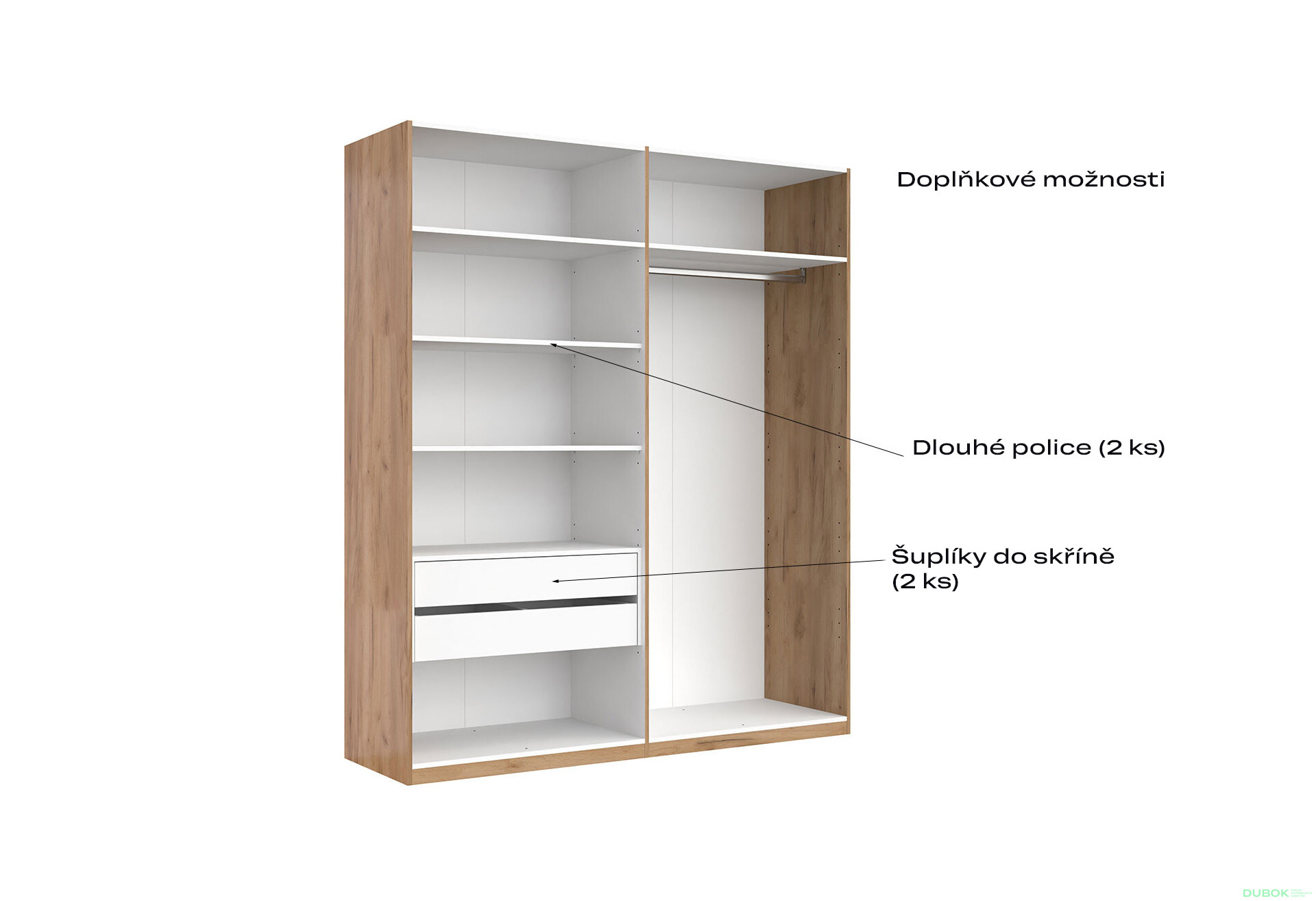 Skříň 4dv bez zrcadel, série N Lava / dub kraft Luna - Fotografie 6 Fotografie 6 - Skříň 4dv bez zrcadel, série N Lava / dub kraft Luna