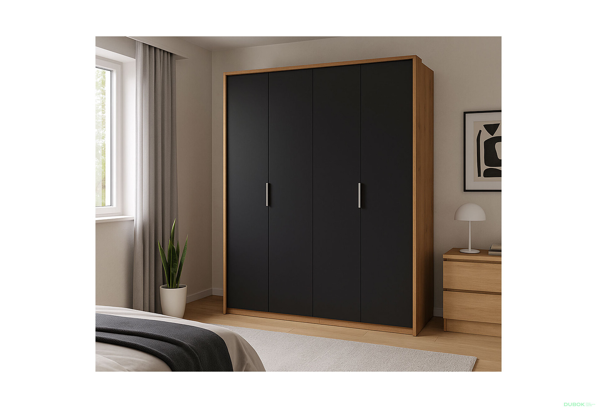 Skříň 4dv bez zrcadel, série N Lava / dub kraft Luna - Fotografie 2 Fotografie 2 - Skříň 4dv bez zrcadel, série N Lava / dub kraft Luna