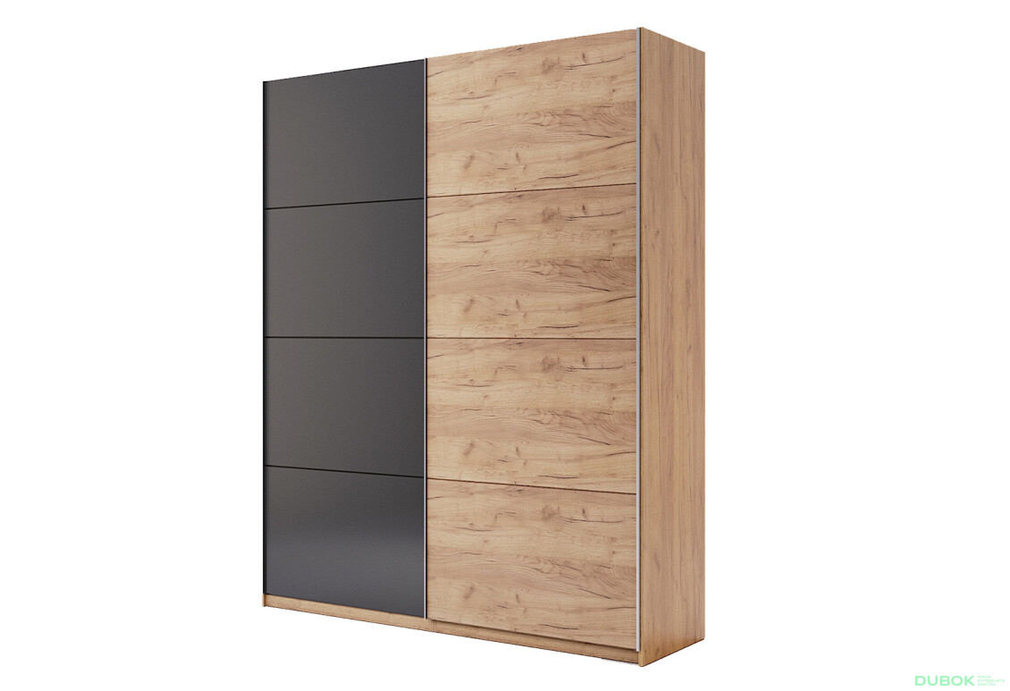 Skříň s posuvnými dveřmi 2.0x2.4m (Dveře Dub Kraft/Mat Láva), série N Luna - Fotografie 1 Fotografie 1 - Skříň s posuvnými dveřmi 2.0x2.4m (Dveře Dub Kraft/Mat Láva), série N Luna