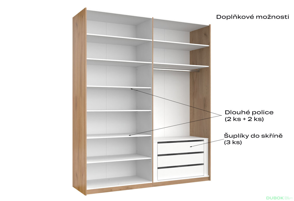 Skříň s posuvnými dveřmi 2.0x2.4m (Dveře Dub Kraft/Mat Láva), série N Luna - Fotografie 3 Fotografie 3 - Skříň s posuvnými dveřmi 2.0x2.4m (Dveře Dub Kraft/Mat Láva), série N Luna