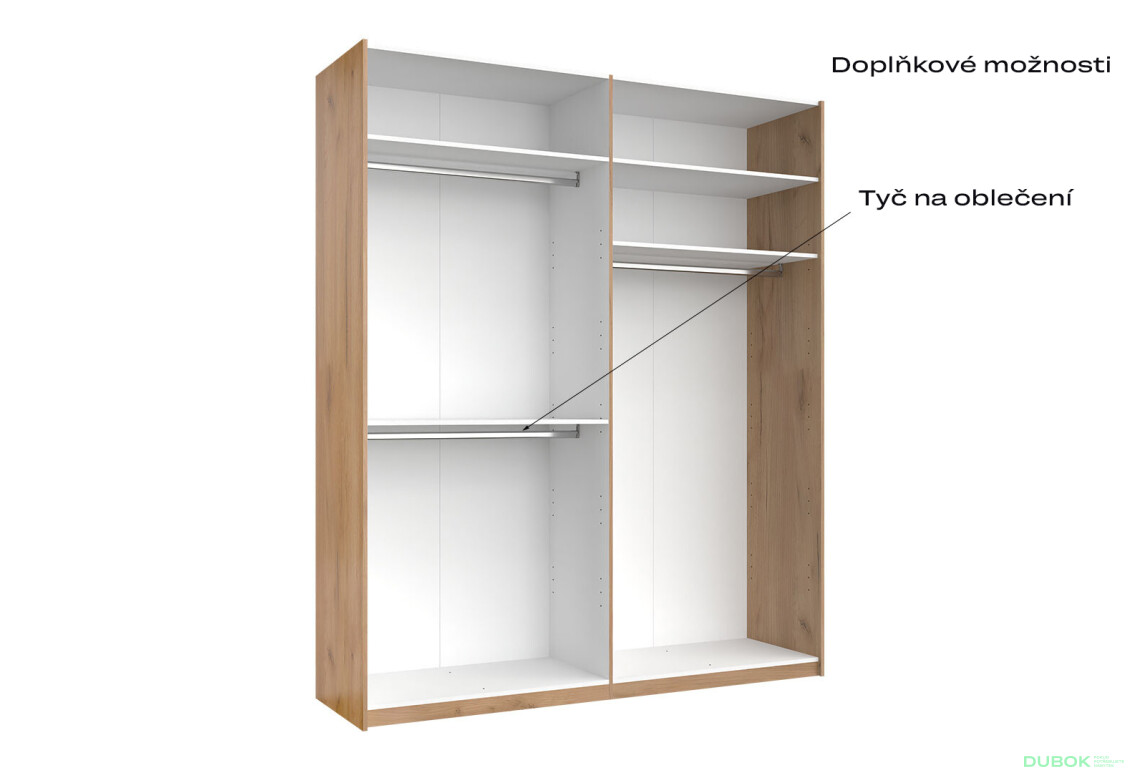Skříň s posuvnými dveřmi 2.0x2.4m (Dveře Dub Kraft/Mat Láva), série N Luna - Fotografie 6 Fotografie 6 - Skříň s posuvnými dveřmi 2.0x2.4m (Dveře Dub Kraft/Mat Láva), série N Luna