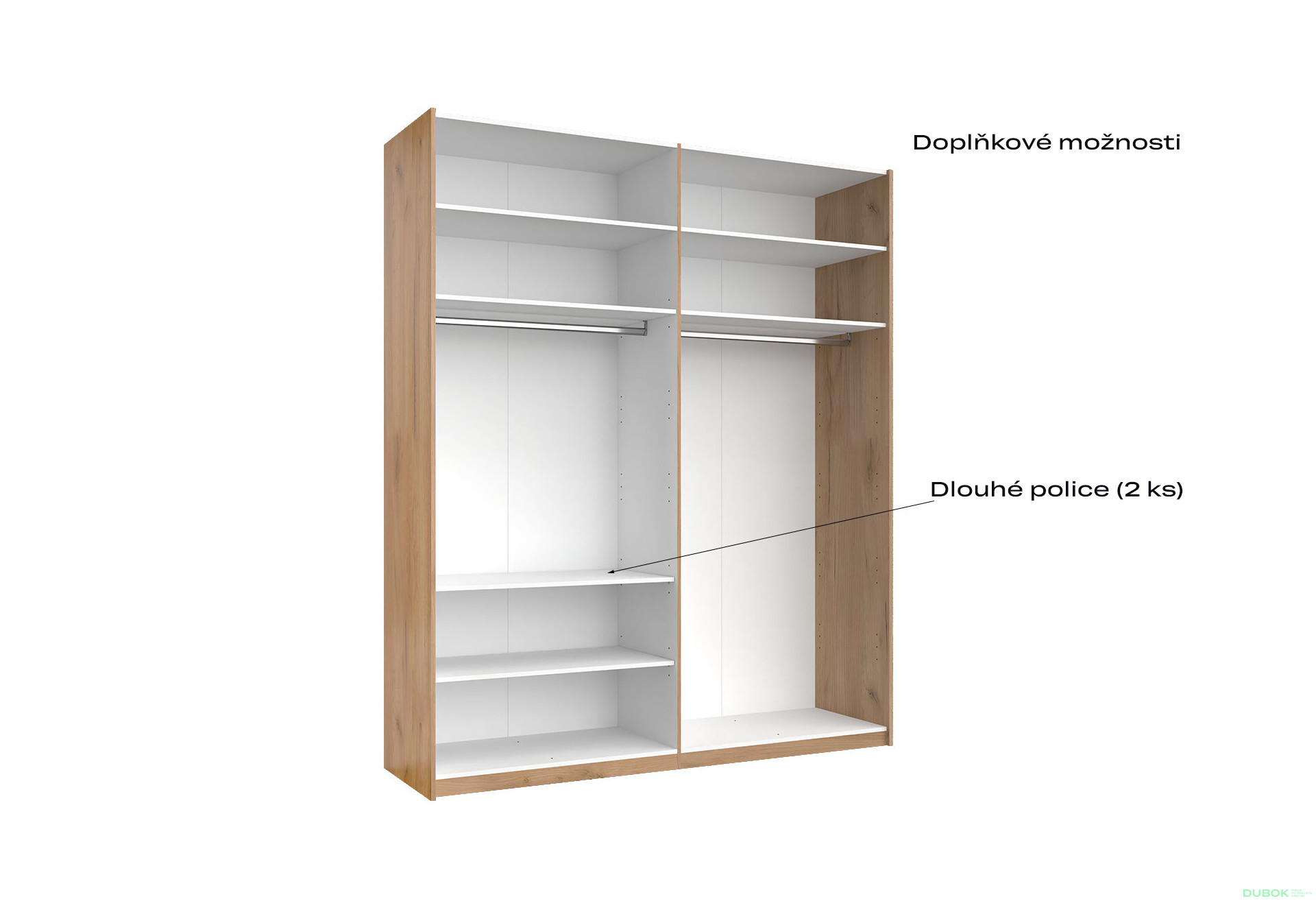 Skříň s posuvnými dveřmi 2.0x2.4m (Dveře Dub Kraft/Mat Láva), série N Luna - Fotografie 8 Fotografie 8 - Skříň s posuvnými dveřmi 2.0x2.4m (Dveře Dub Kraft/Mat Láva), série N Luna