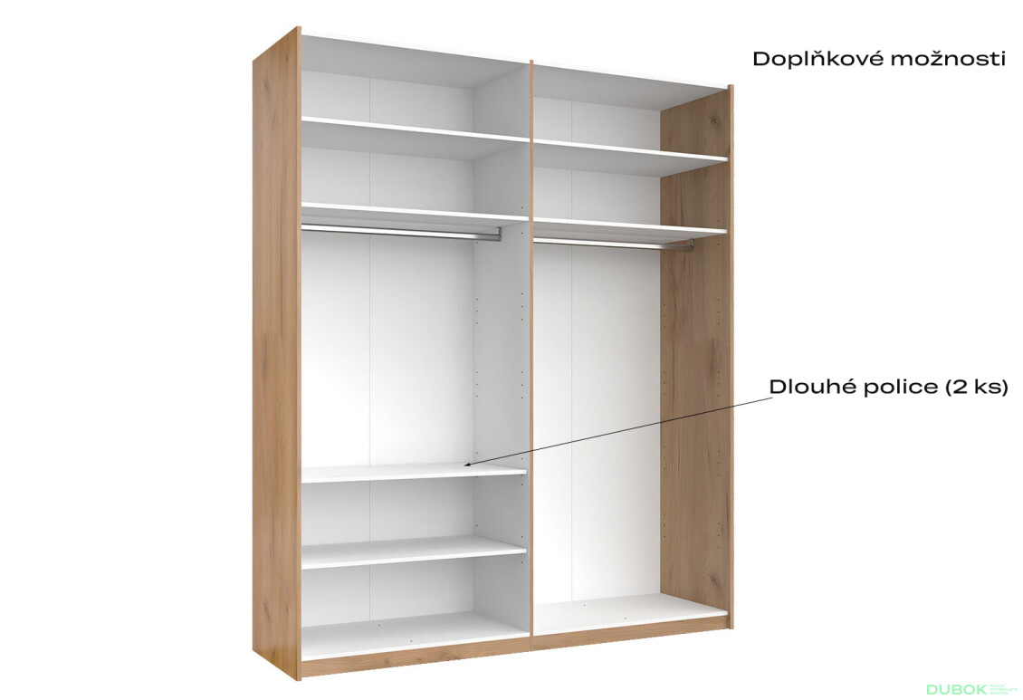 Skříň s posuvnými dveřmi 2.0x2.4m (Dveře Dub Kraft/Mat Láva), série N Luna - Fotografie 8 Fotografie 8 - Skříň s posuvnými dveřmi 2.0x2.4m (Dveře Dub Kraft/Mat Láva), série N Luna