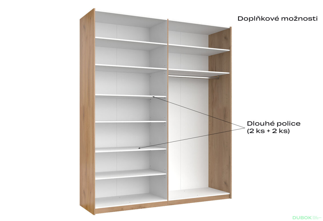 Skříň s posuvnými dveřmi 2.0x2.4m (Dveře Dub Kraft/Mat Láva), série N Luna - Fotografie 9 Fotografie 9 - Skříň s posuvnými dveřmi 2.0x2.4m (Dveře Dub Kraft/Mat Láva), série N Luna