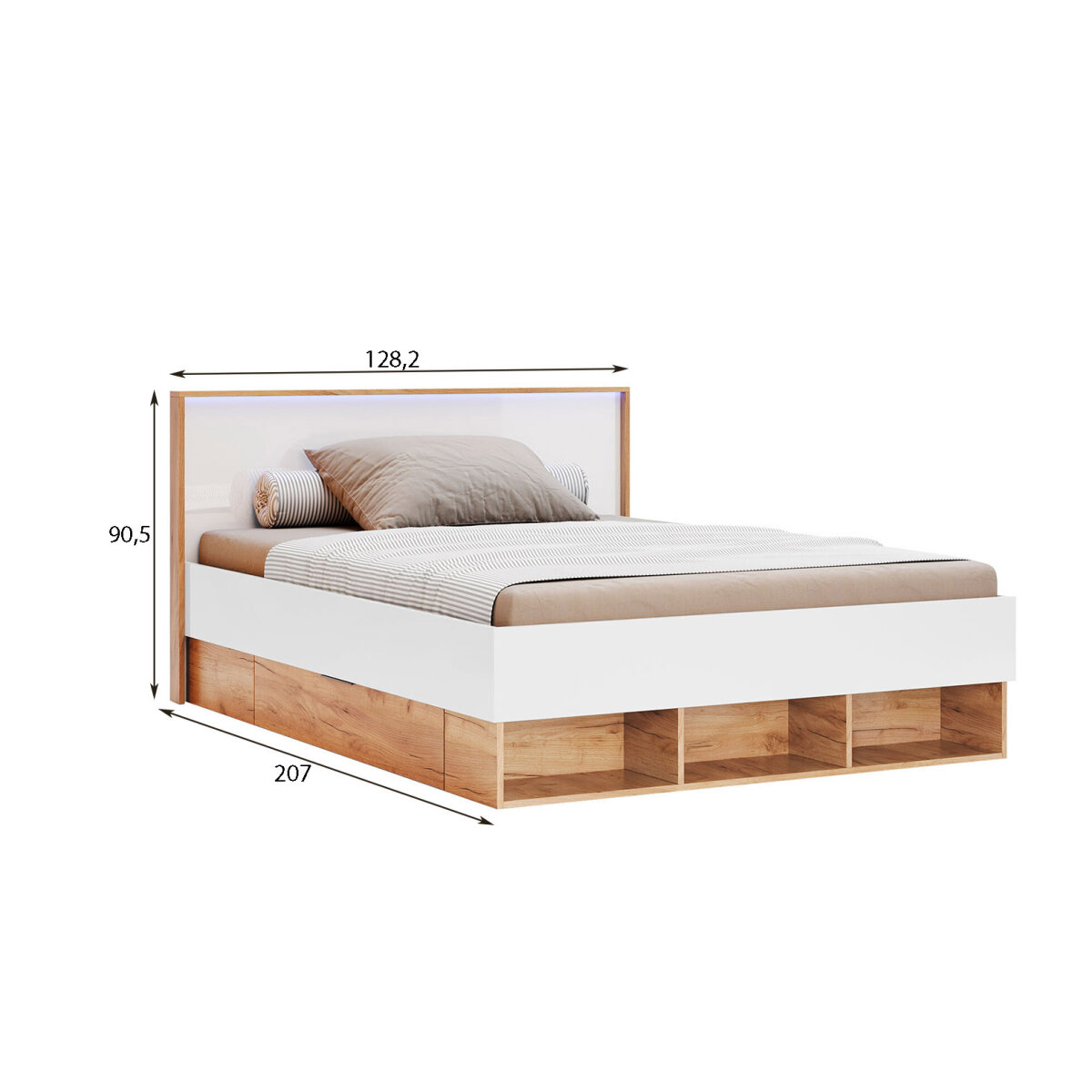 Postel Junior 1,2×2,0 s šuplíky, dub kraft / bílá Asti (obrázek 4)