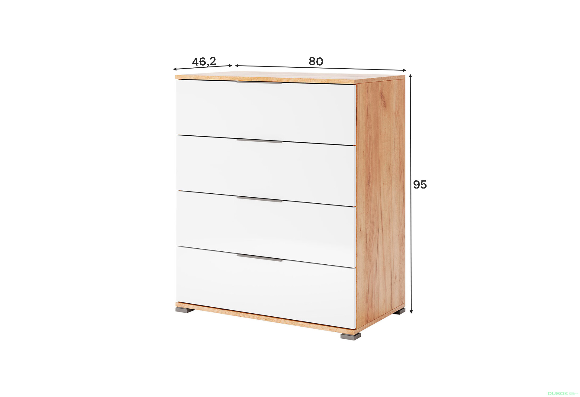 Fotografie 3 - Komoda Junior 4Š Dub Kraft / Bílá Asti