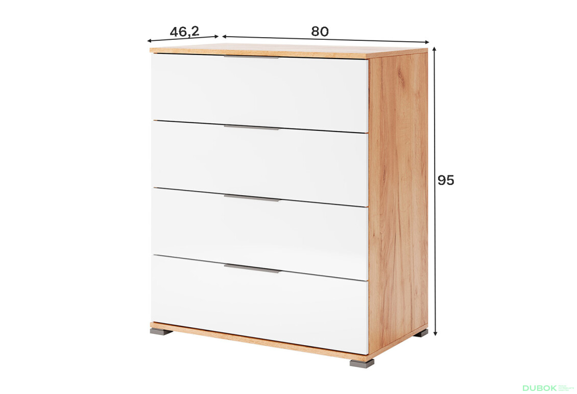 Fotografie 3 - Komoda Junior 4Š Dub Kraft / Bílá Asti