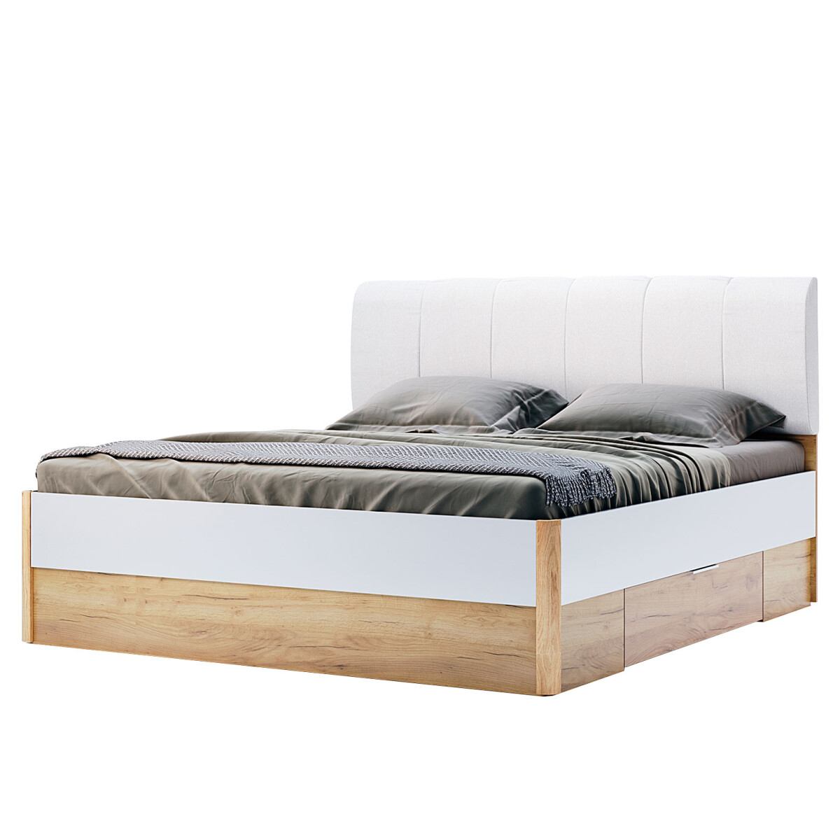 

Postel 180x200 měkké čelo s šuplíky bez rámu Asti