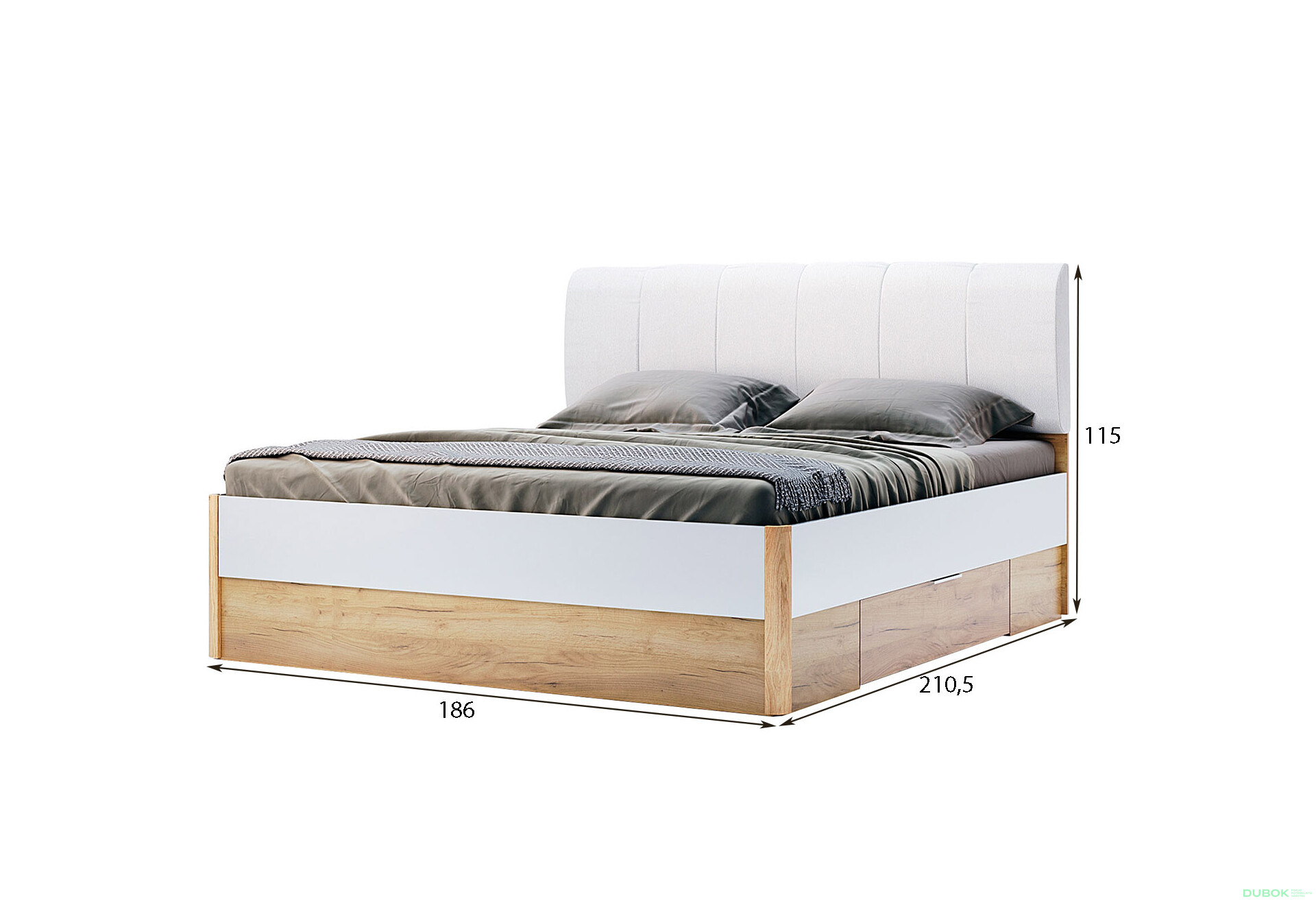 Postel 180x200 měkké čelo s šuplíky bez rámu Asti - Fotografie 3 Fotografie 3 - Postel 180x200 měkké čelo s šuplíky bez rámu Asti
