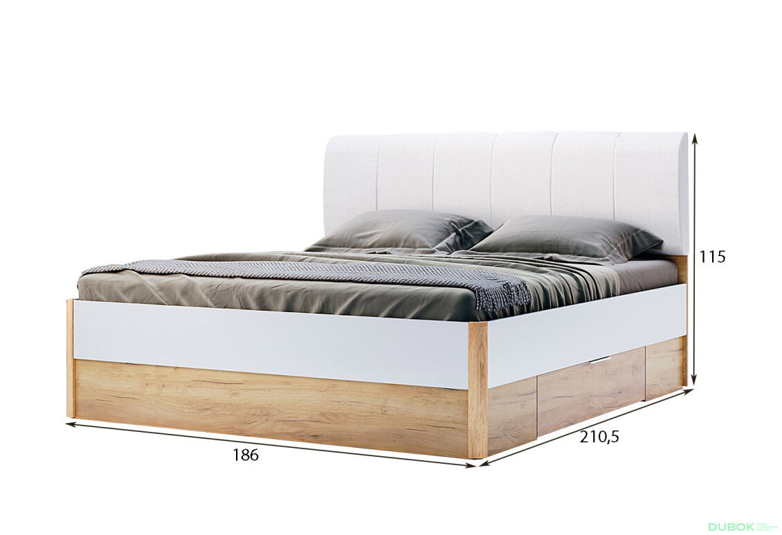 Postel 180x200 měkké čelo s šuplíky bez rámu Asti - Fotografie 3 Fotografie 3 - Postel 180x200 měkké čelo s šuplíky bez rámu Asti
