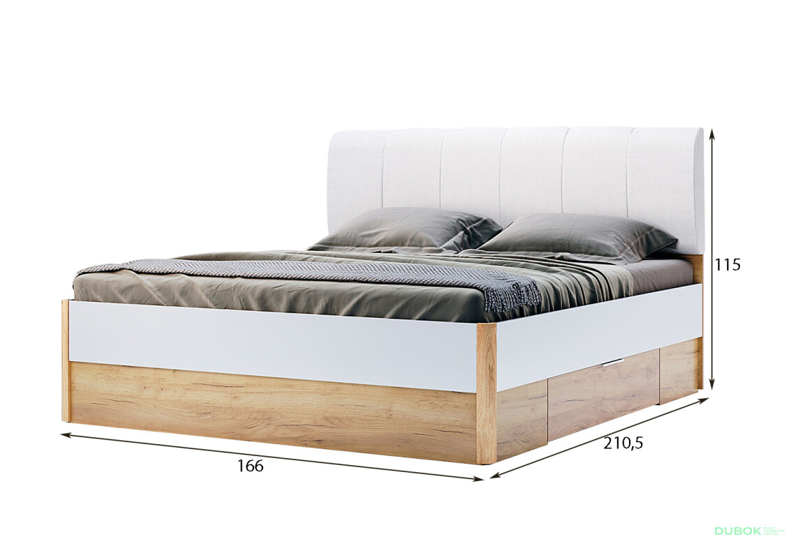 Postel 160x200 měkké čelo s šuplíky bez rámu Asti - Fotografie 3 Fotografie 3 - Postel 160x200 měkké čelo s šuplíky bez rámu Asti