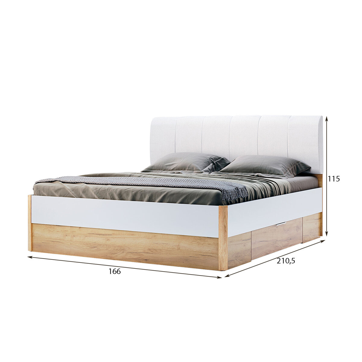 Postel 160x200 měkké čelo s šuplíky bez rámu Asti (obrázek 3)
