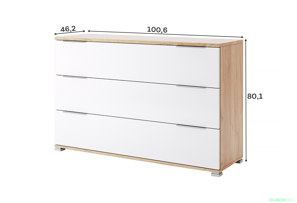 Fotografie 3 - Komoda 3Š dub craft / bílý Asti