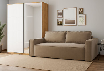Skříň s posuvnými dveřmi 1.5x2.4m (Dveře Lesklé Bílé/Zrcadlo) série N Asti