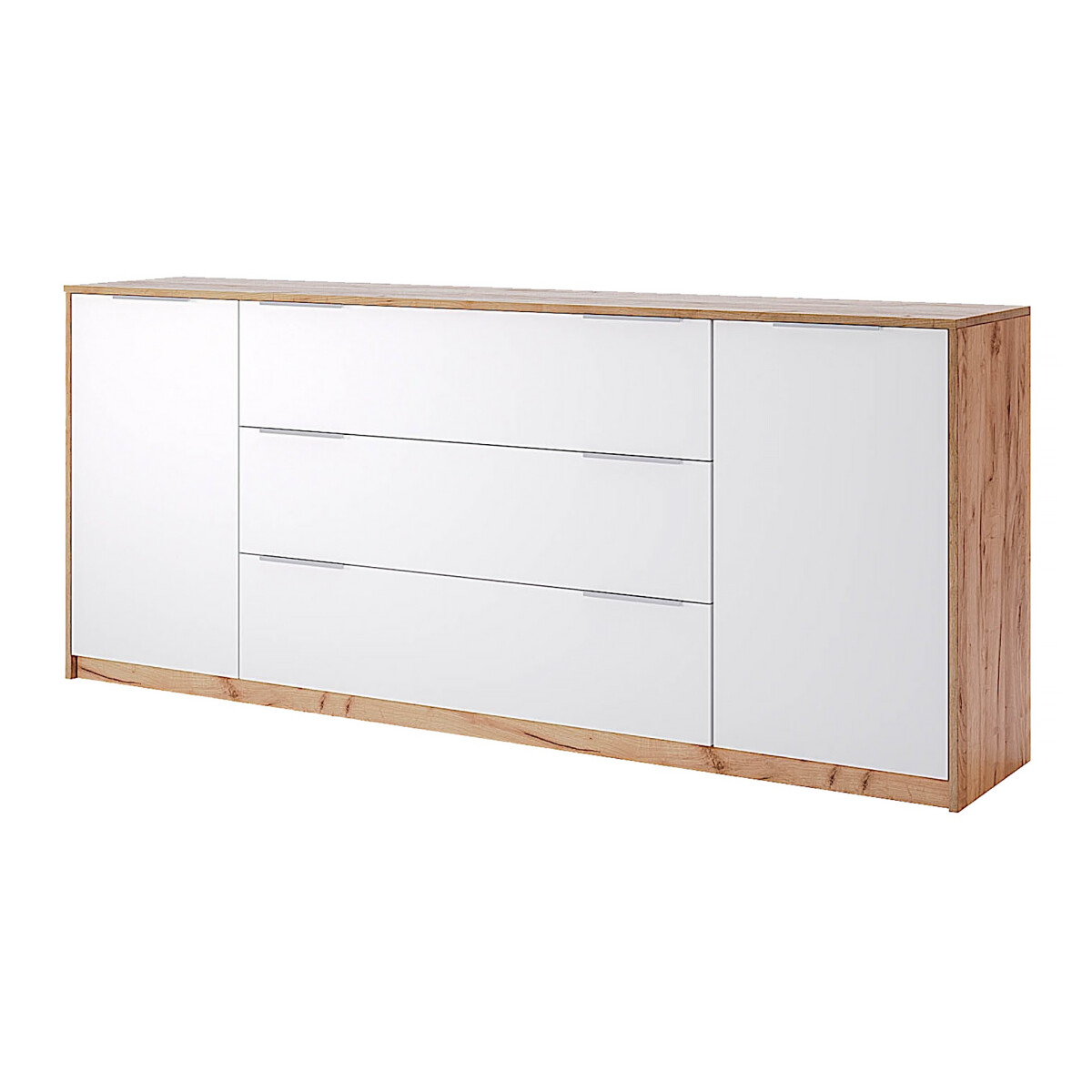 

Komoda 2 dveře 3 zásuvky 200 cm dub kraft / bílá Asti