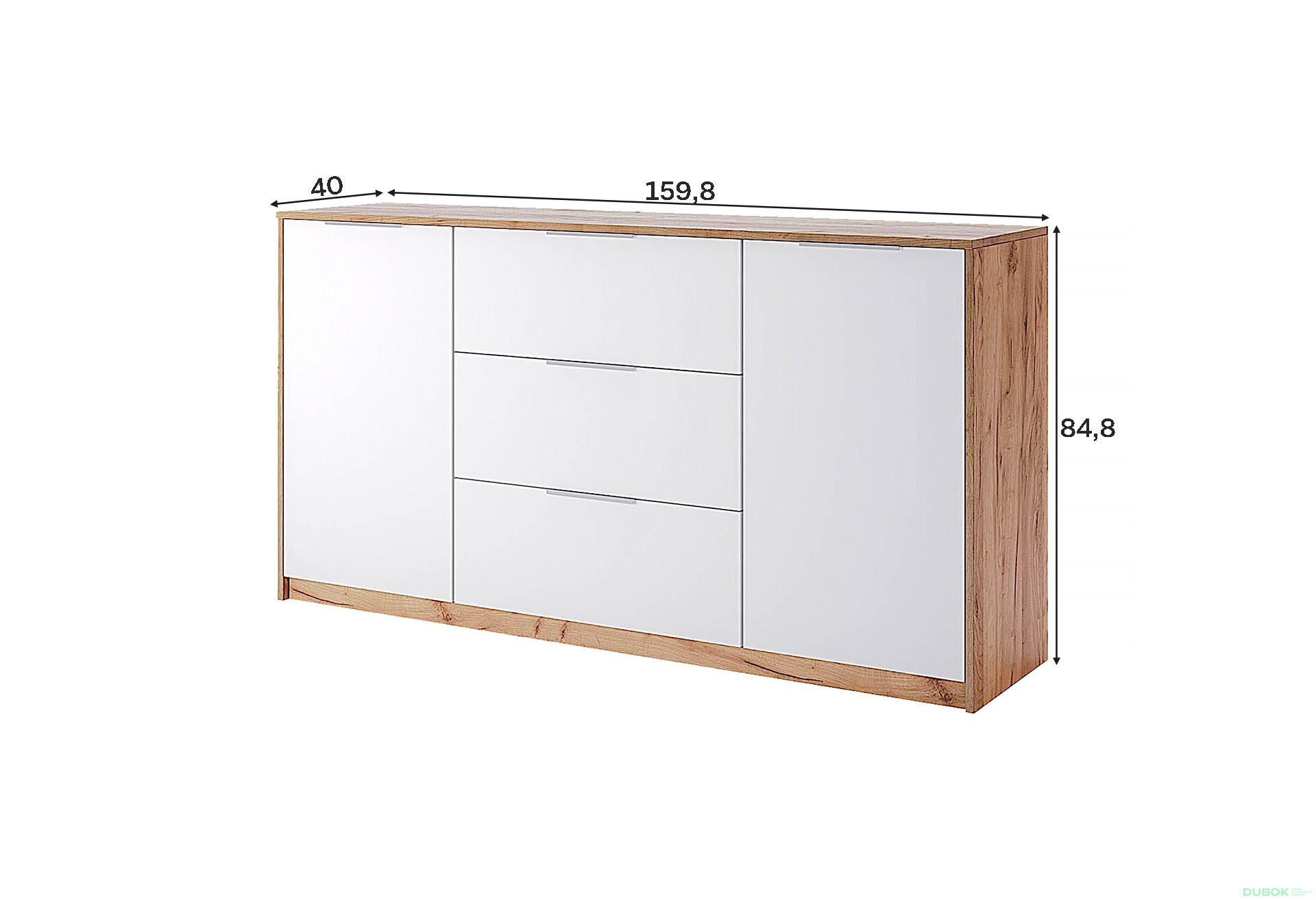 Fotografie 3 - Komoda 2dv 3šuplíky 1.6 dub kraft / bílá Asti