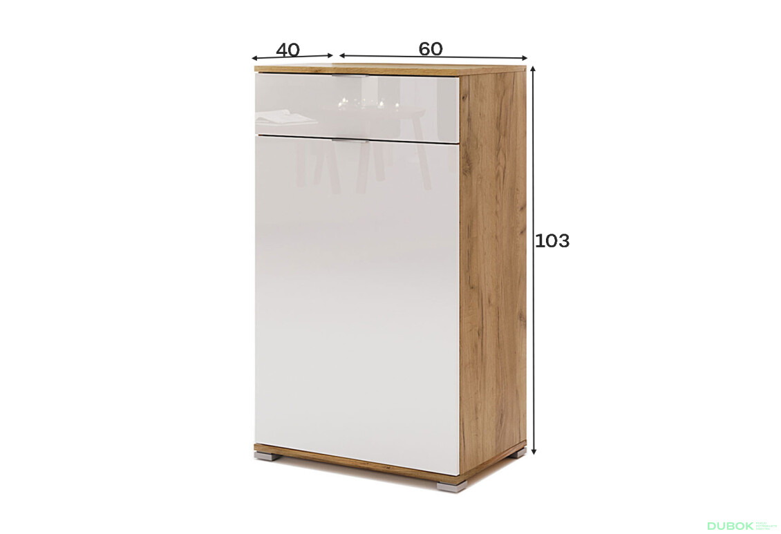 Fotografie 5 - Komoda 1d 1z dub craft / bílá Asti