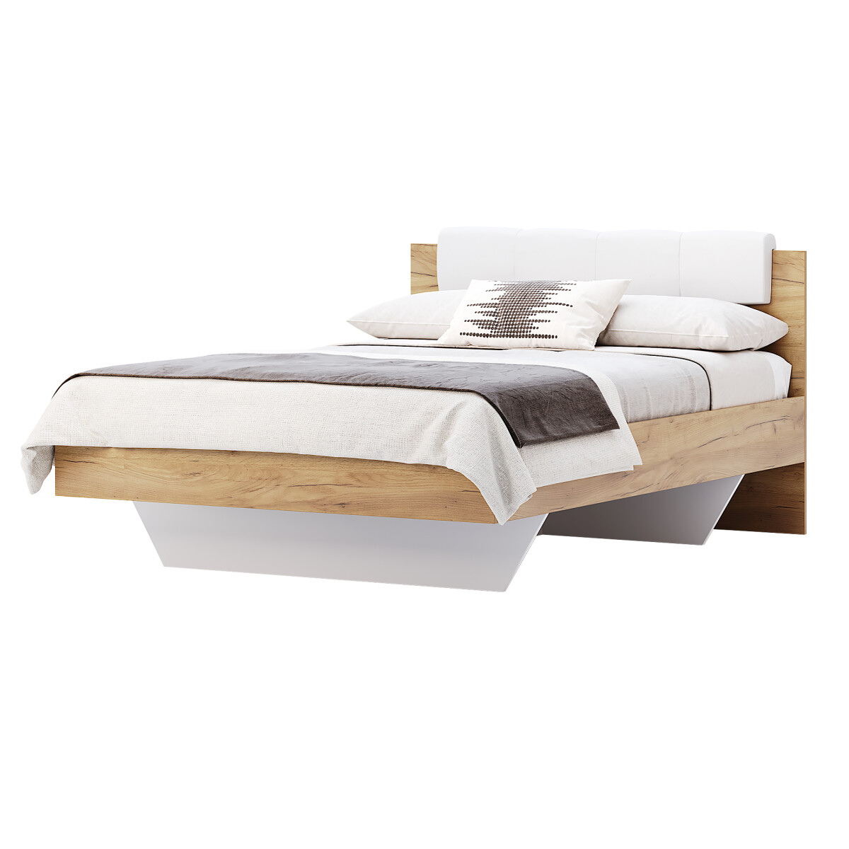 

Postel 160x200 měkké čelo dub craft / bílý Asti