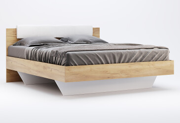 Postel 160x200 měkké čelo dub craft / bílý Asti