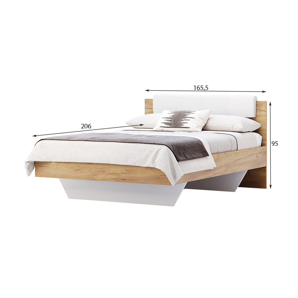 Postel 160x200 měkké čelo dub craft / bílý Asti (obrázek 4)