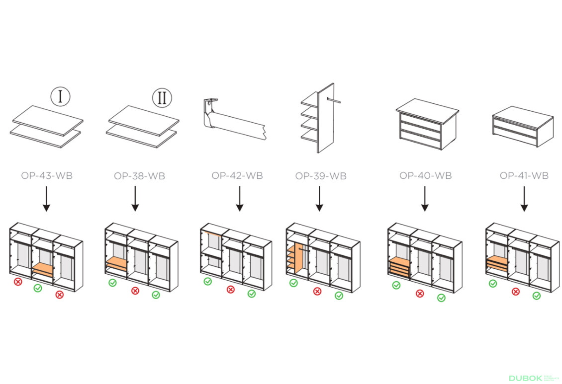 Fotografie 12 - Skříň 6D bez zrcadel série N, dub kraft / bílá Asti