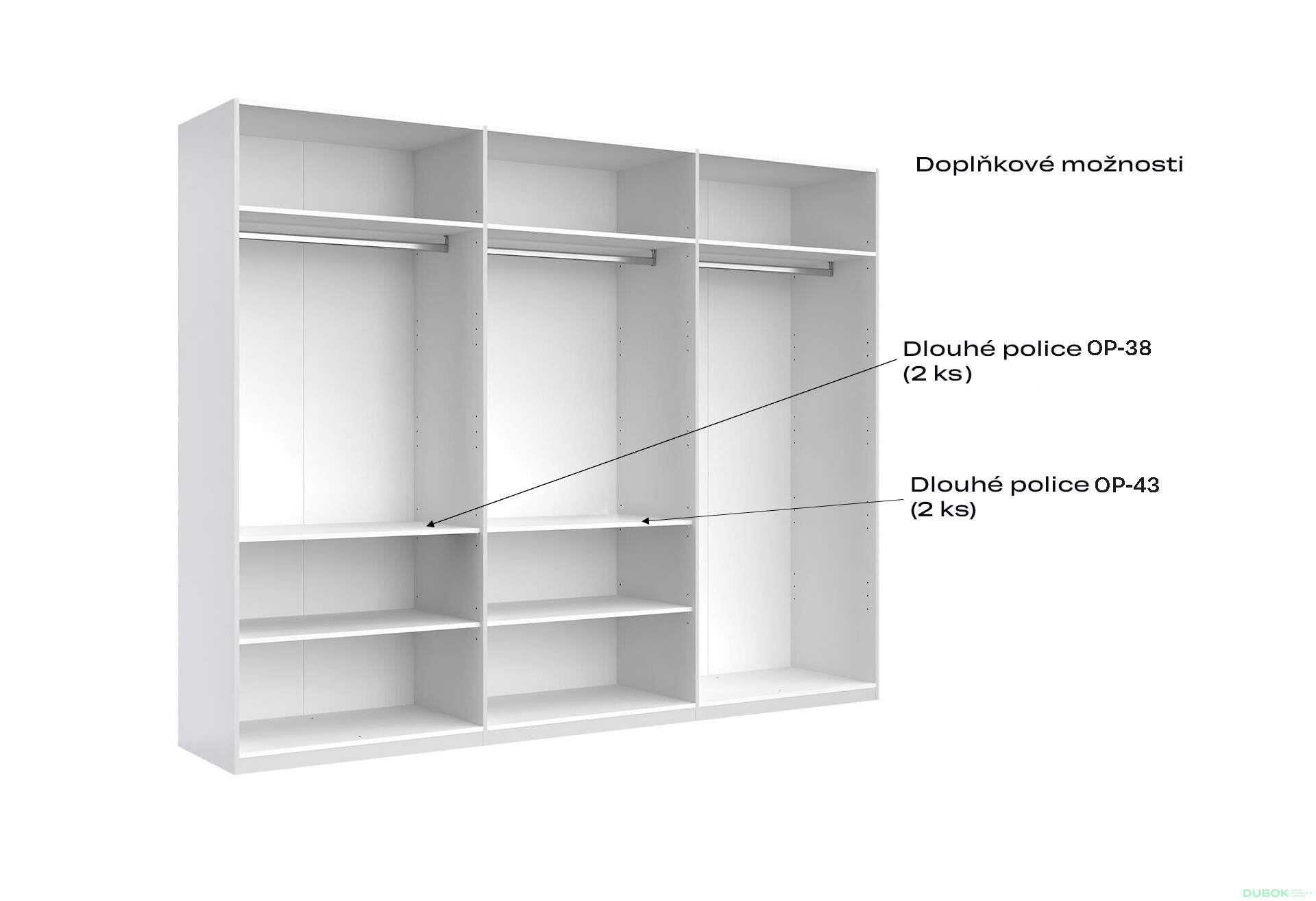 Fotografie 11 - Skříň 6D bez zrcadel série N, dub kraft / bílá Asti