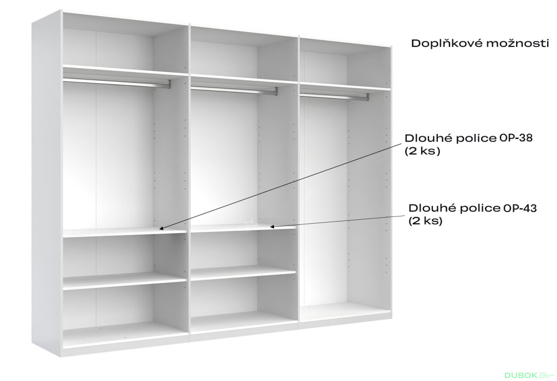 Fotografie 11 - Skříň 6D bez zrcadel série N, dub kraft / bílá Asti