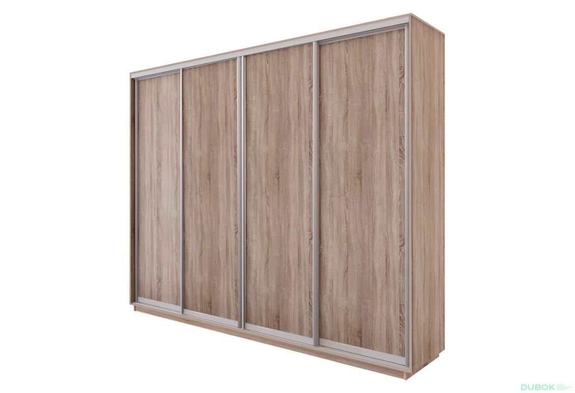 Skříň s posuvnými dveřmi 2400x3000x600 4LTD dub sonoma, profil stříbrný