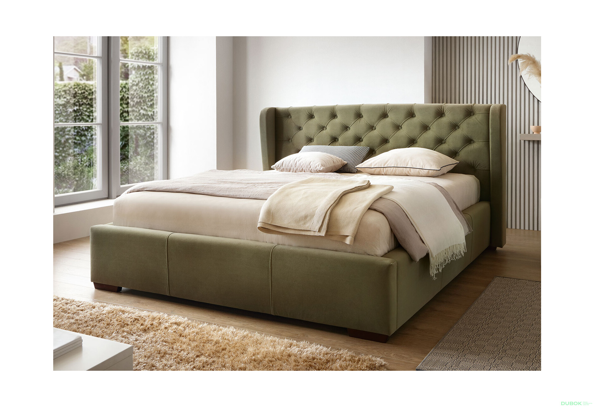 Fotografie 2 - Postel Preston 160x200 Matt Velvet 38 Davis, podhlavník 106, C4 Ořech