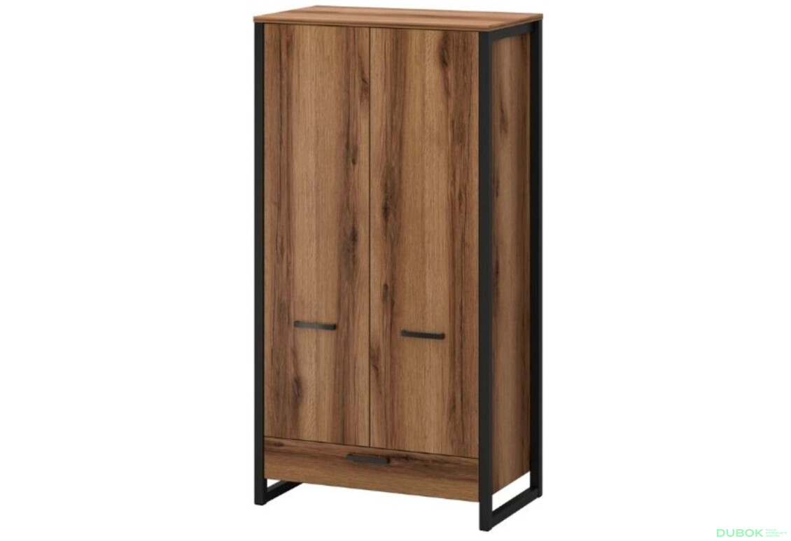 Skříň dvoudveřová se zásuvkou Mares 99x190x58 cm Dub delano tmavý - Fotografie 1 Fotografie 1 - Skříň dvoudveřová se zásuvkou Mares 99x190x58 cm Dub delano tmavý