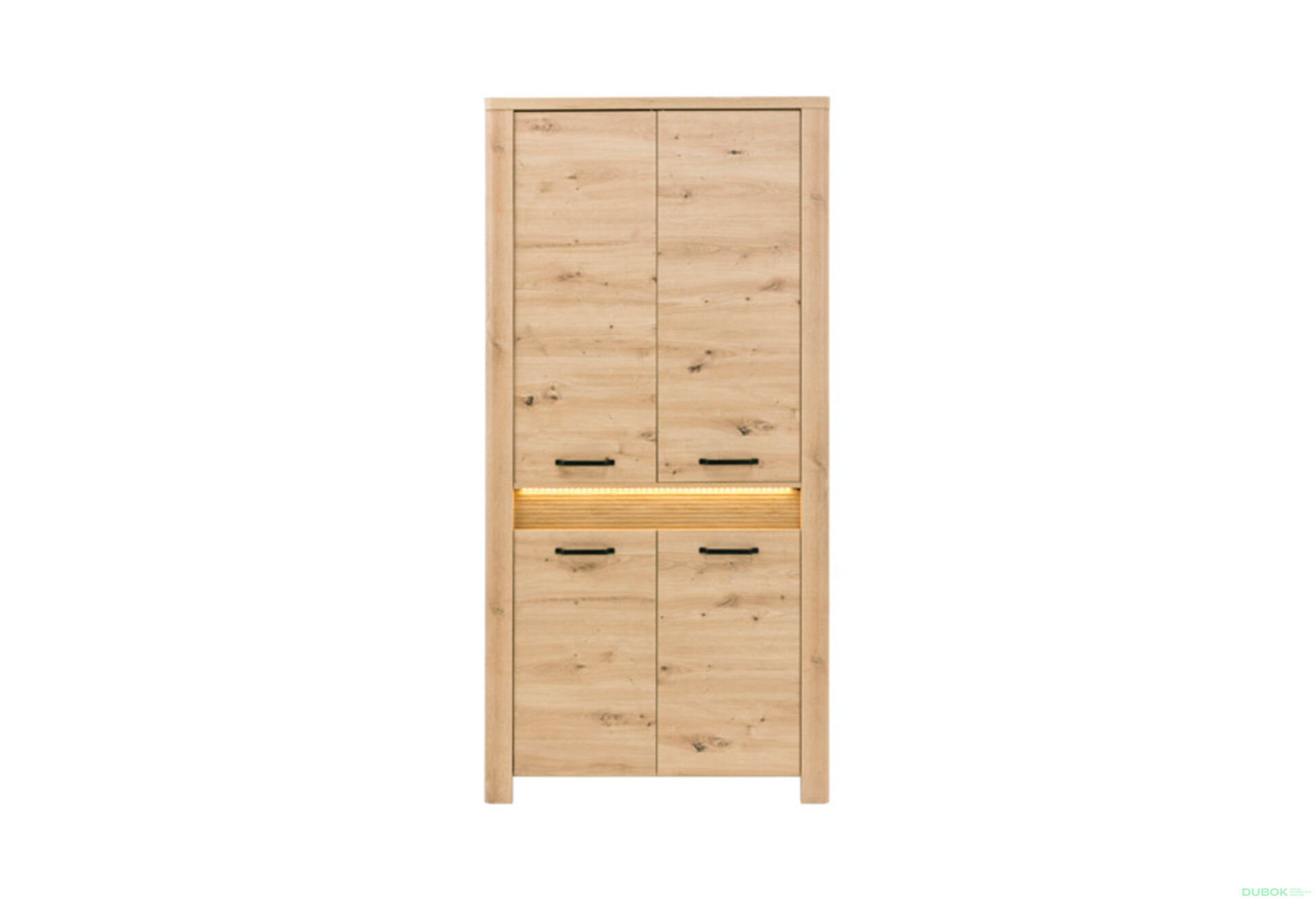 Skříň čtyřdveřová s led osvětlením Moris 96x200x60 cm Dub artisan - Fotografie 2 Fotografie 2 - Skříň čtyřdveřová s led osvětlením Moris 96x200x60 cm Dub artisan