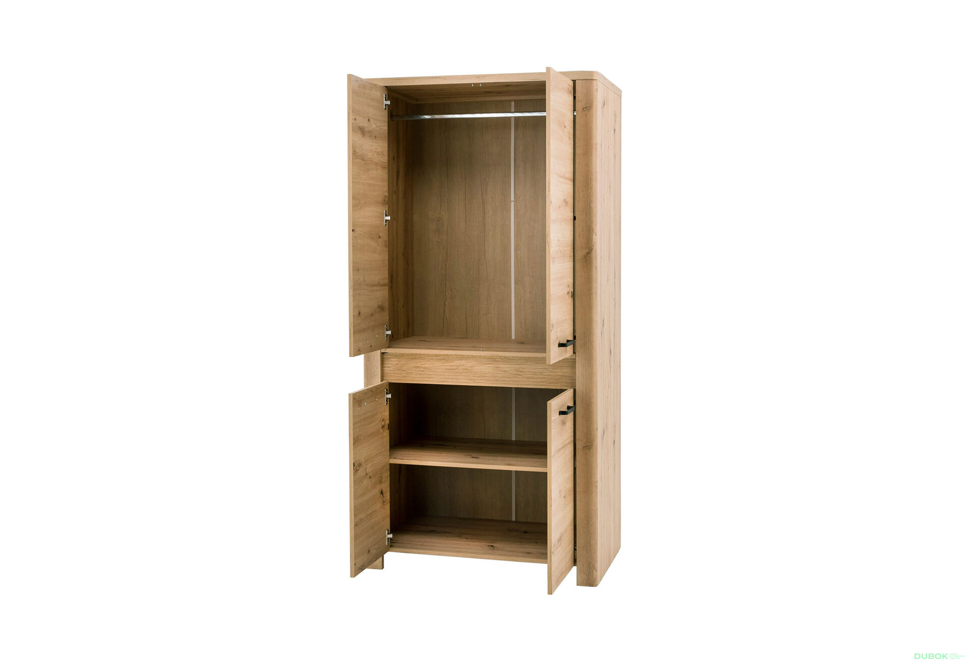Skříň čtyřdveřová s led osvětlením Moris 96x200x60 cm Dub artisan - Fotografie 4 Fotografie 4 - Skříň čtyřdveřová s led osvětlením Moris 96x200x60 cm Dub artisan
