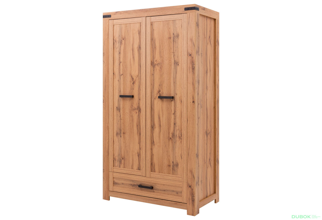 Skříň dvoudveřová se zásuvkou Mortiz 112x210x59.9 cm Dub wotan - Fotografie 1 Fotografie 1 - Skříň dvoudveřová se zásuvkou Mortiz 112x210x59.9 cm Dub wotan