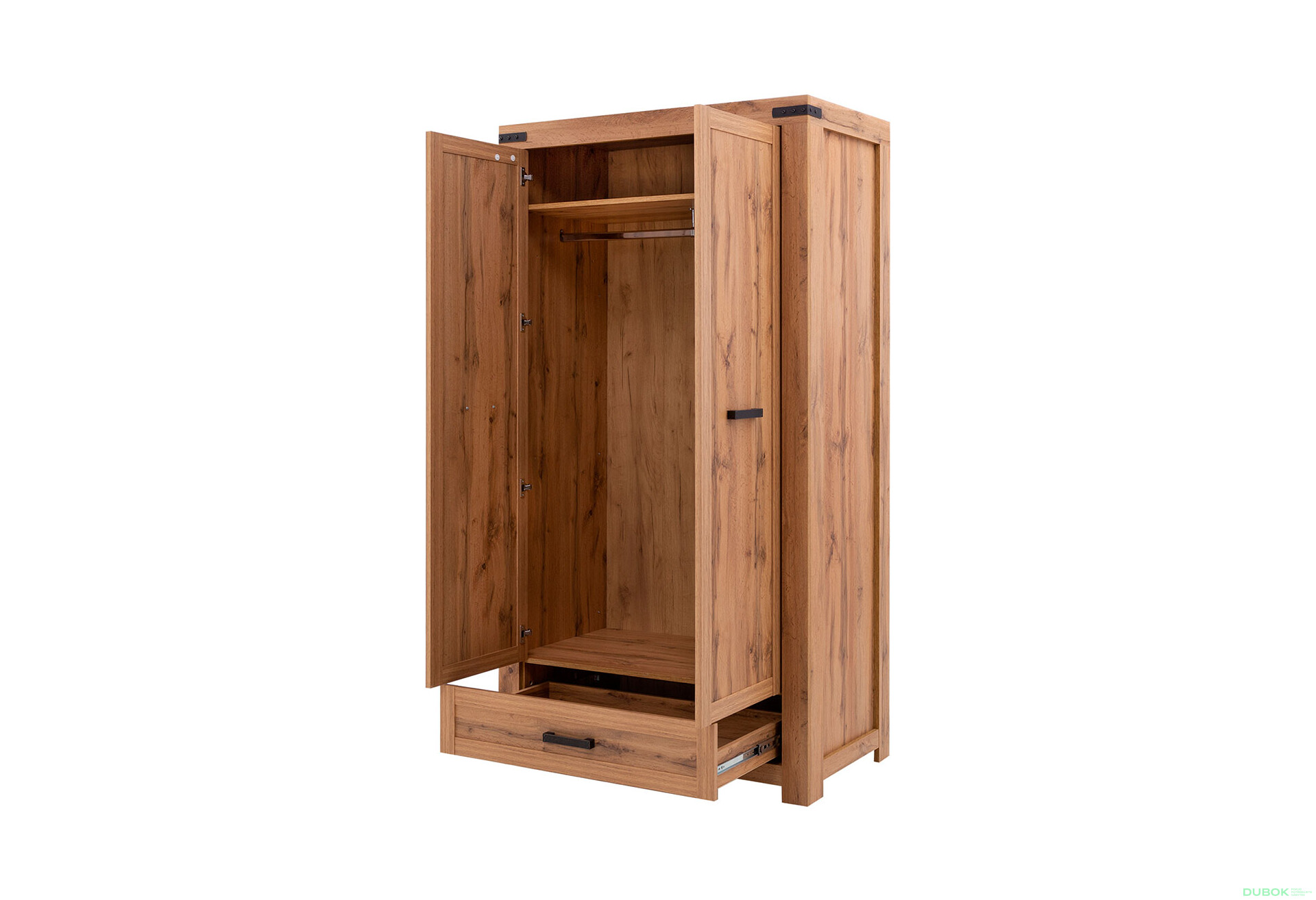 Skříň dvoudveřová se zásuvkou Mortiz 112x210x59.9 cm Dub wotan - Fotografie 3 Fotografie 3 - Skříň dvoudveřová se zásuvkou Mortiz 112x210x59.9 cm Dub wotan