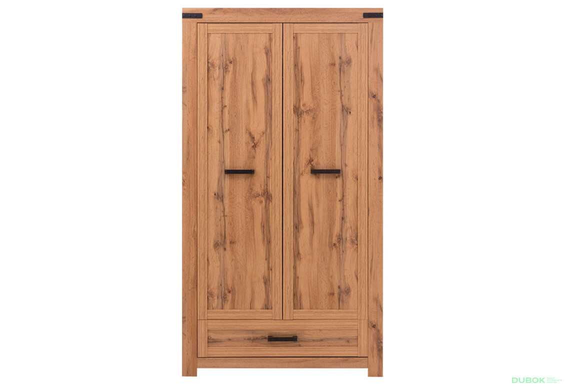 Skříň dvoudveřová se zásuvkou Mortiz 112x210x59.9 cm Dub wotan - Fotografie 2 Fotografie 2 - Skříň dvoudveřová se zásuvkou Mortiz 112x210x59.9 cm Dub wotan