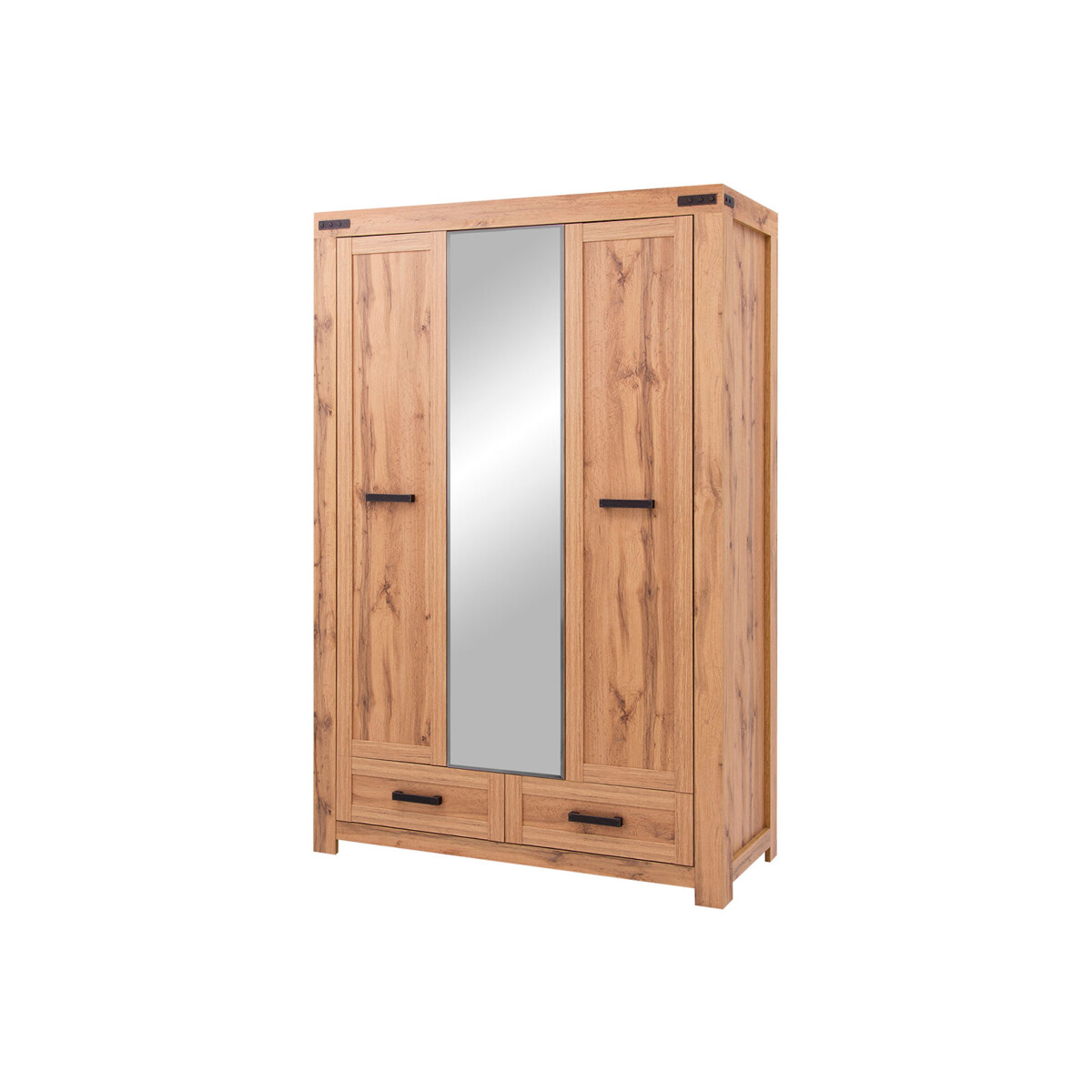 

Skříň třídveřová se zrcadlem a zásuvkami Mortiz 137x210x59.8 cm Dub wotan