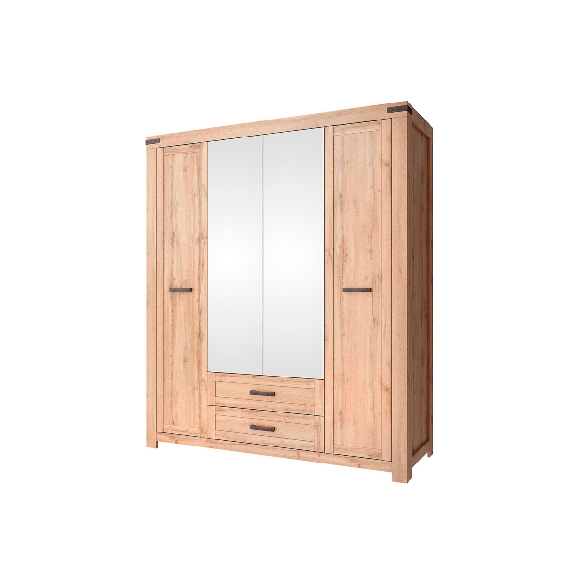 

Skříň čtyřdveřová se zrcadlem a zásuvkami Mortiz 177x210x59.8 cm Dub wotan