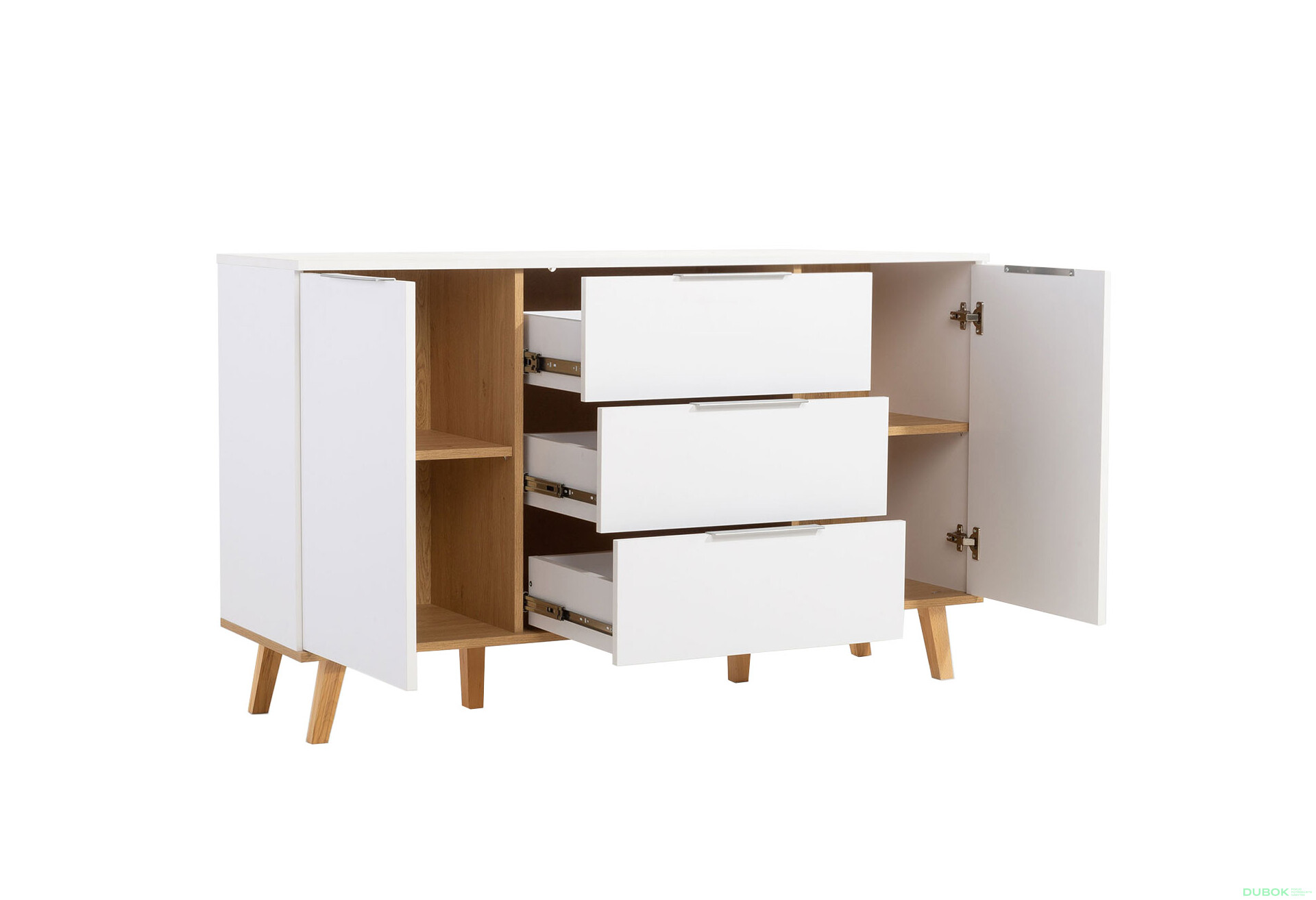 Komoda 2d3s bílá / dub kamenný Neptun - Fotografie 3 Fotografie 3 - Komoda 2d3s bílá / dub kamenný Neptun