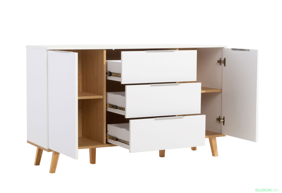 Komoda 2d3s bílá / dub kamenný Neptun - Fotografie 3 Fotografie 3 - Komoda 2d3s bílá / dub kamenný Neptun