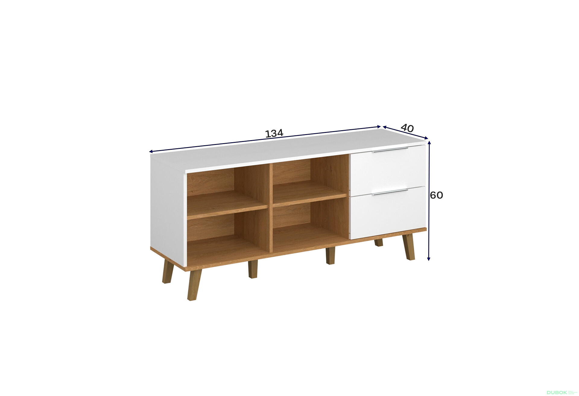 Fotografie 9 - Komoda 2s/134 bílá / dub kamenný Neptun