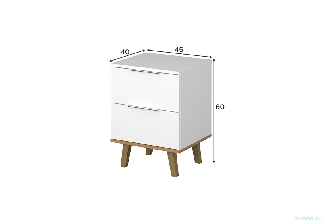 Fotografie 4 - Komoda 2s/46 bílá / dub kamenný Neptun