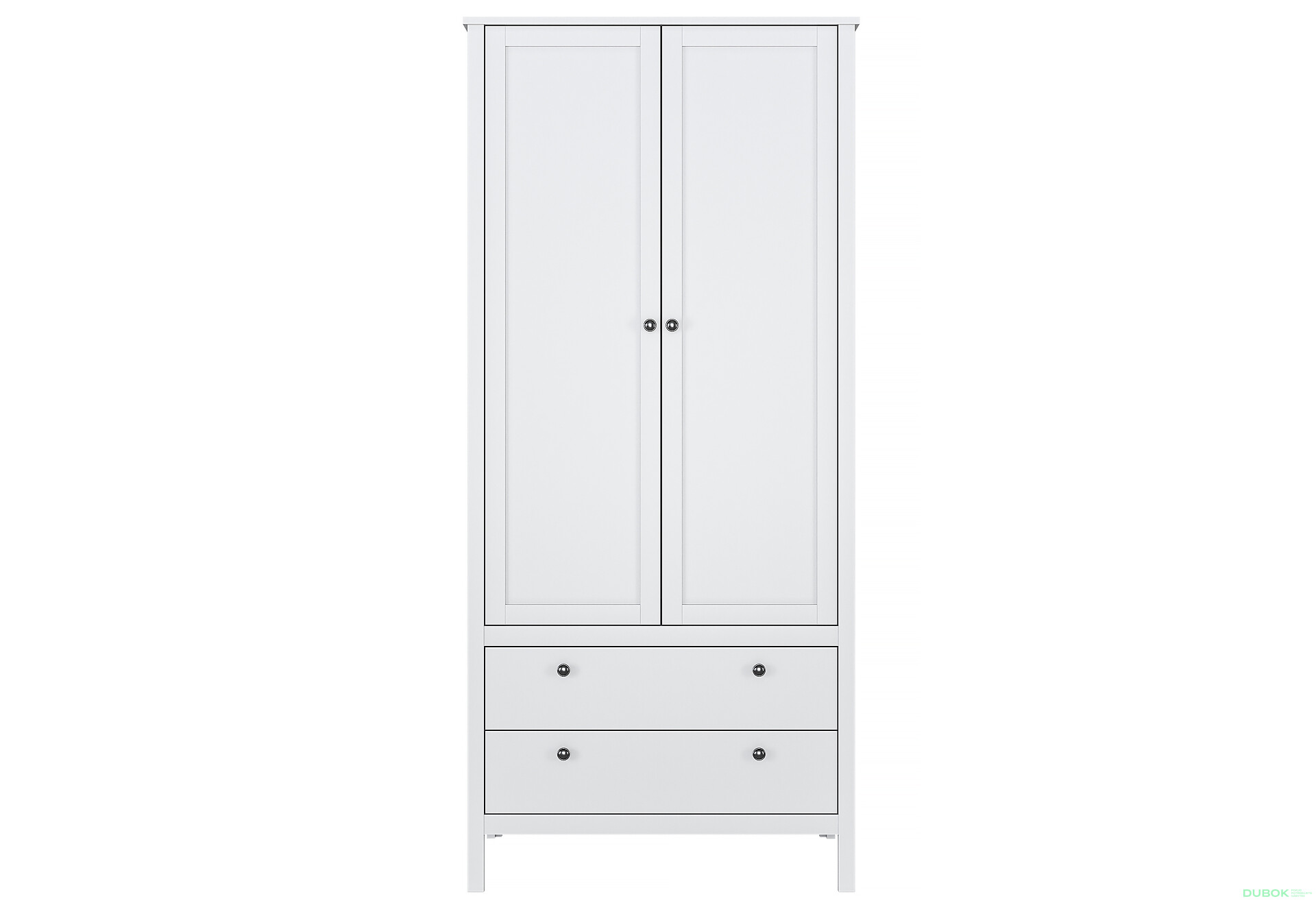 Skříň dvoudveřová se zásuvkami Ole 91x200x61 cm Bílá - Fotografie 1 Fotografie 1 - Skříň dvoudveřová se zásuvkami Ole 91x200x61 cm Bílá