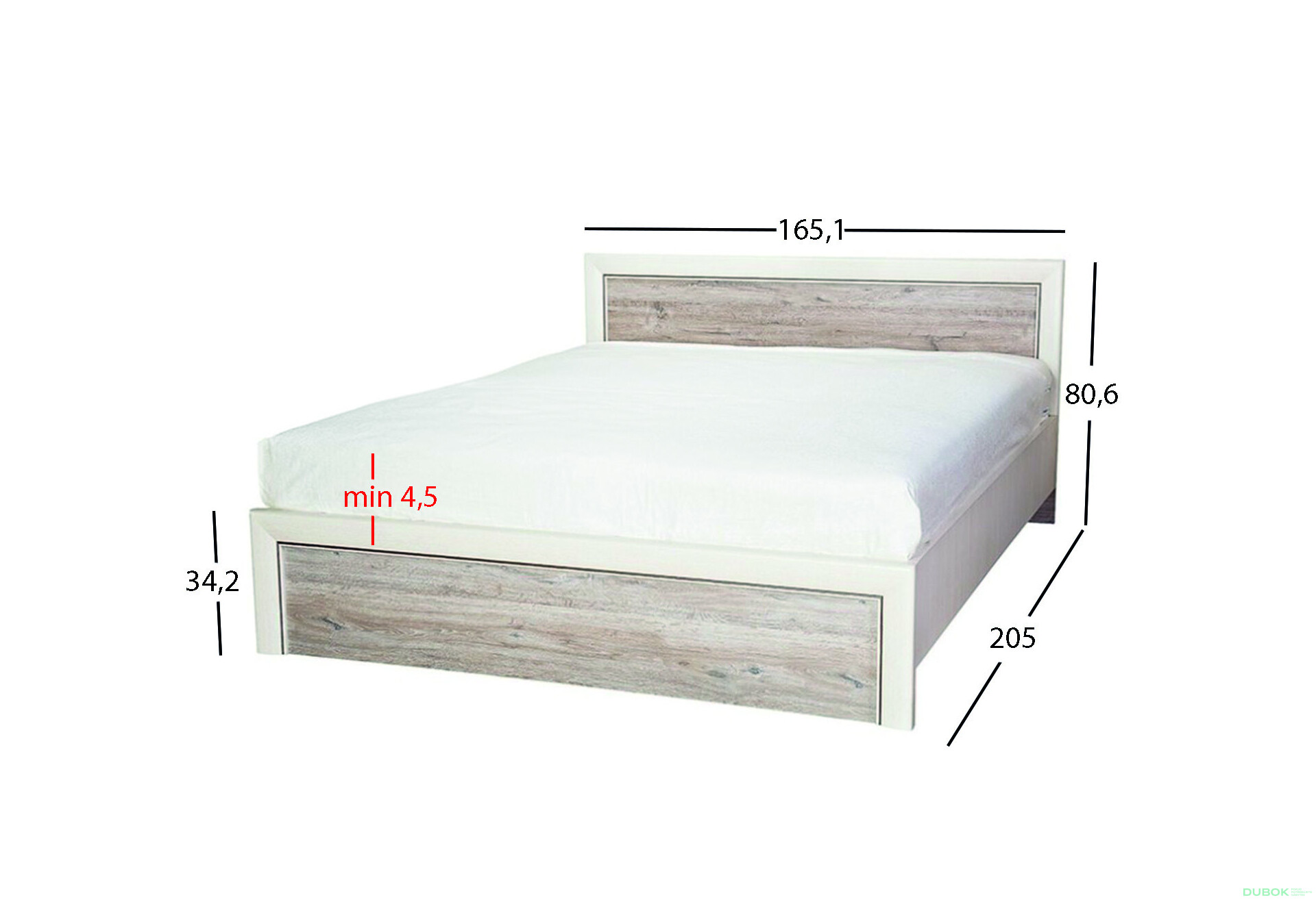 Postel 160x200 s úložným prostorem krém / dub ancona Olivia - Fotografie 3 Fotografie 3 - Postel 160x200 s úložným prostorem krém / dub ancona Olivia