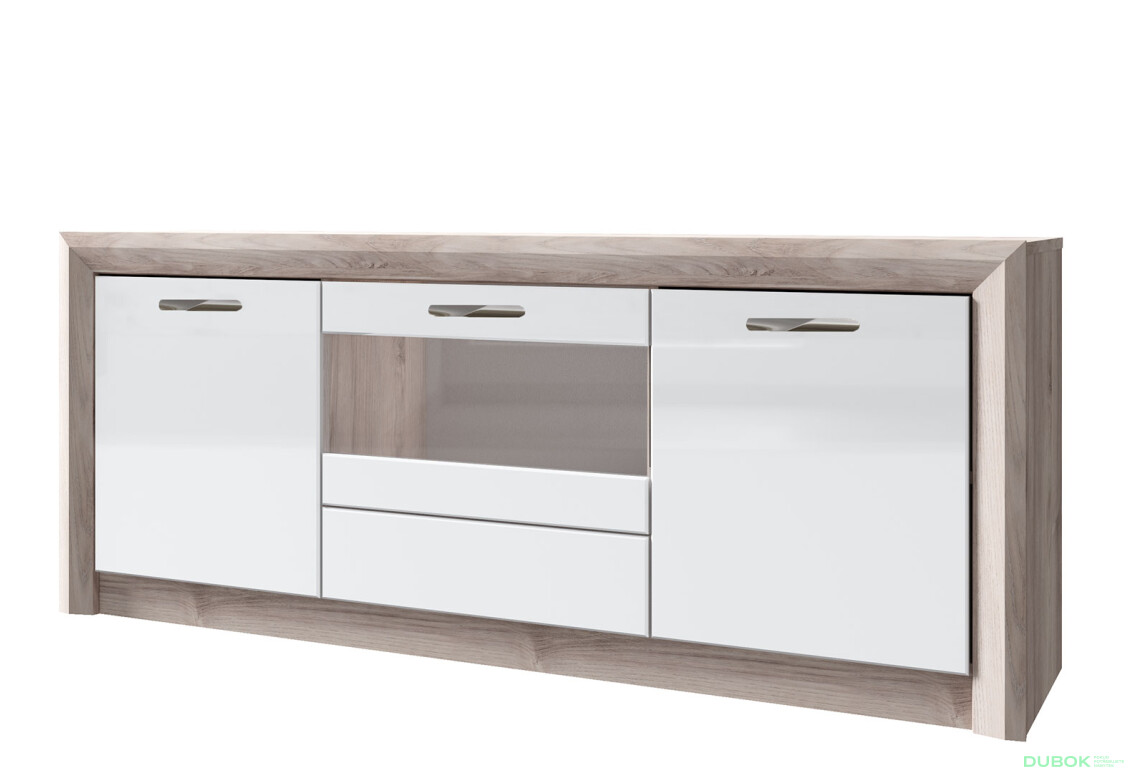 TV stolek 2d1w1s kaštan nairobi / bílý lesk
