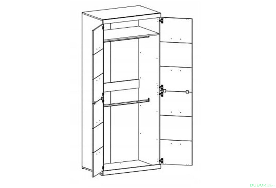 Skříň dvoudveřová Oskar 90x217x57.6 cm Dub san remo - Fotografie 2 Fotografie 2 - Skříň dvoudveřová Oskar 90x217x57.6 cm Dub san remo